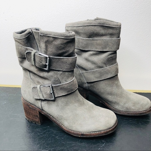 Sam Edelman Troy Suede Grey Chunky Heel 